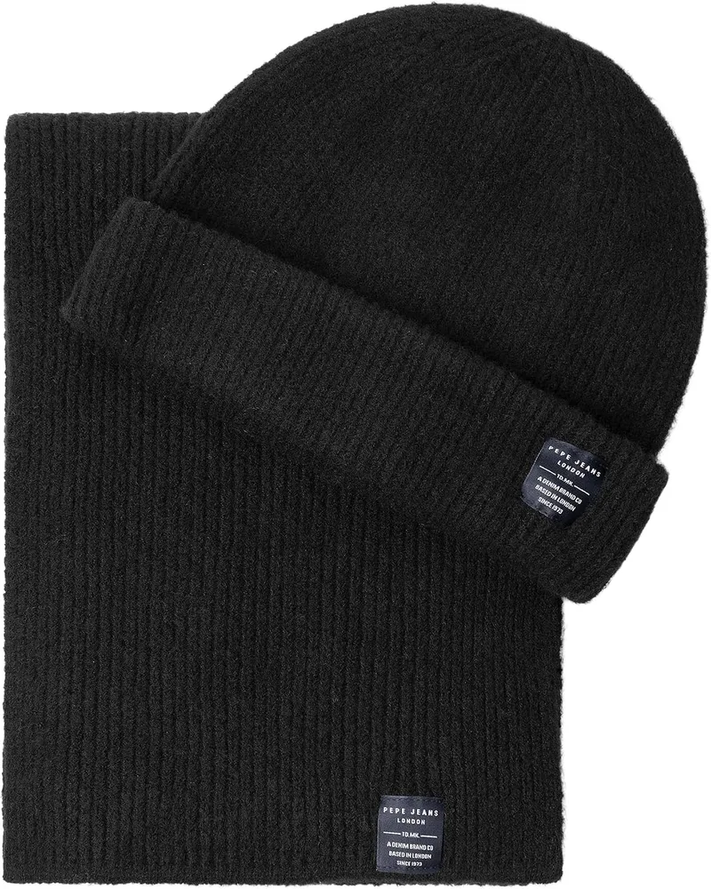 Pepe Jeans ▫️ EDWARD SET - Cachecol para homem, cor preta (preto), tamanho único, preto (preto), Taille unique
