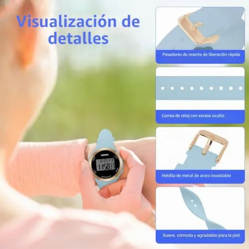 OFFCUP ▫️ Relógio para mulher com bracelete de silicone, relógios desportivos com LED, relógios digitais para mulher com alarme, luz LED e data, relógio de pulso para atividades ao ar livre, ideal para estudantes e meninas 3