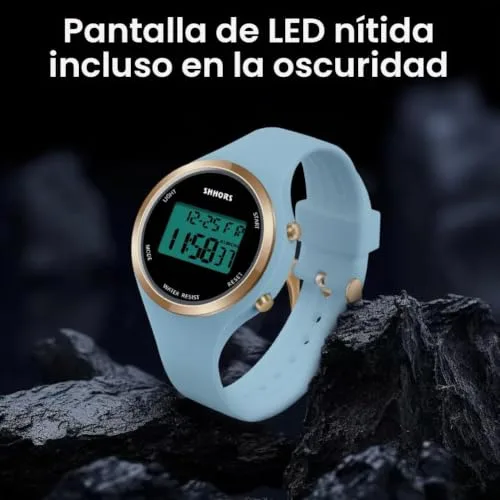 OFFCUP ▫️ Relógio para mulher com bracelete de silicone, relógios desportivos com LED, relógios digitais para mulher com alarme, luz LED e data, relógio de pulso para atividades ao ar livre, ideal para estudantes e meninas 5