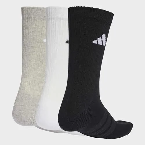 adidas ▫️ Meias unissexo para adulto Cushioned Sportswear Crew, embalagem com 3 pares 3