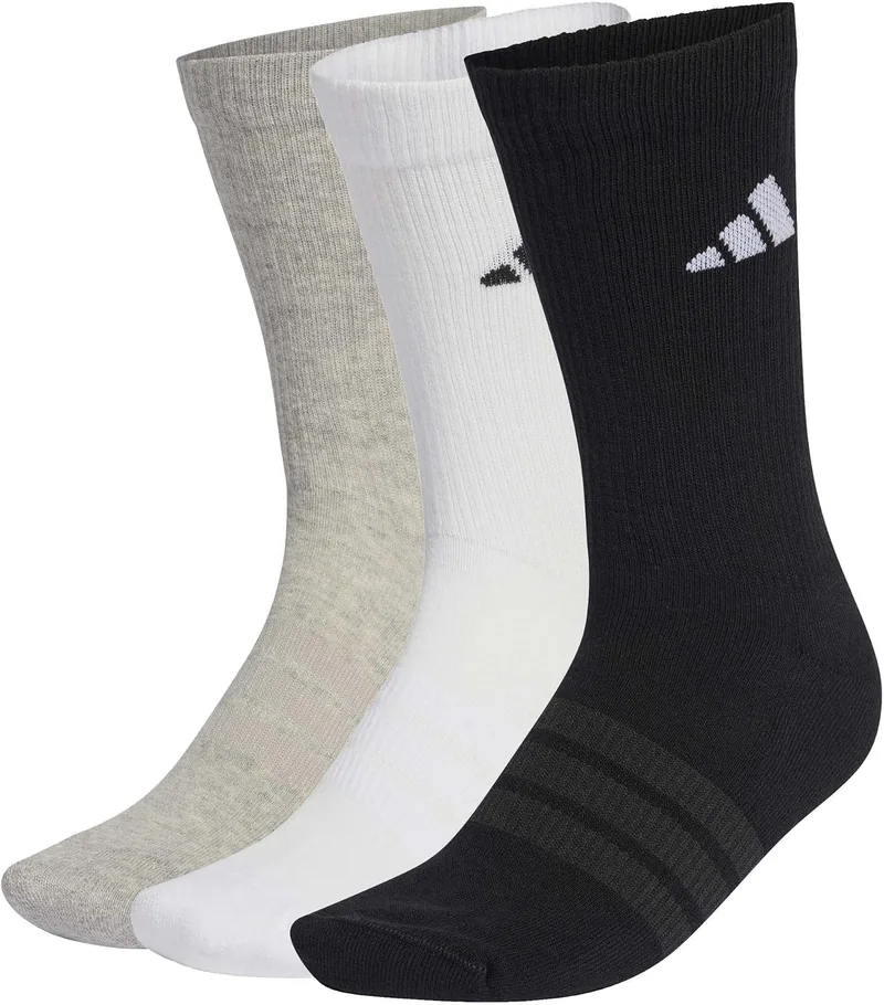 adidas ▫️ Meias unissexo para adulto Cushioned Sportswear Crew, embalagem com 3 pares