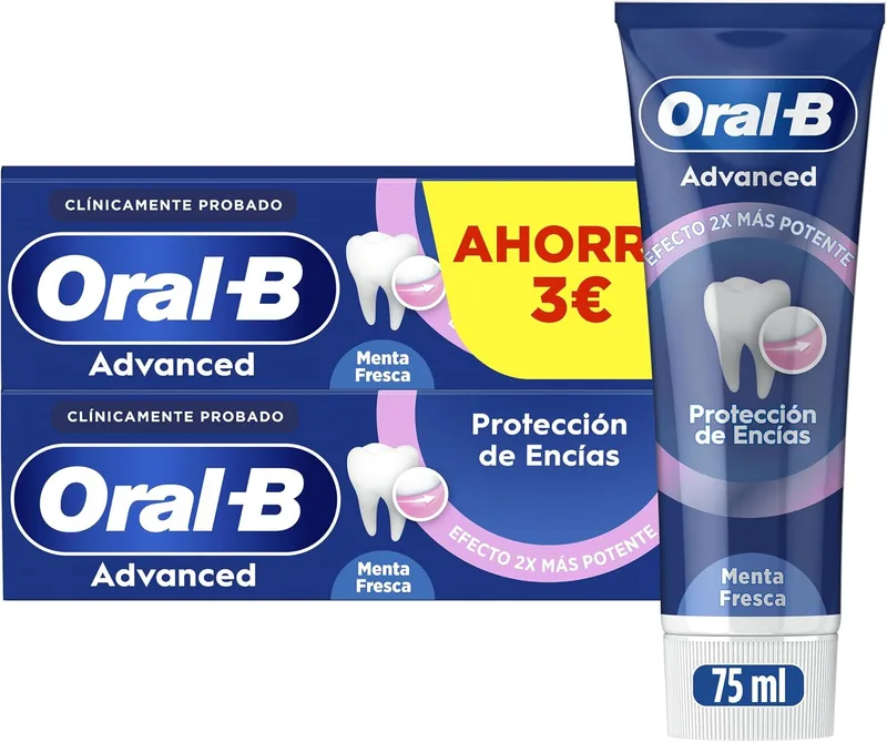 Oral-B ▫️ Pasta de dentes Advanced Proteção das Gengivas, Embalagem Económica 2x75 ml
