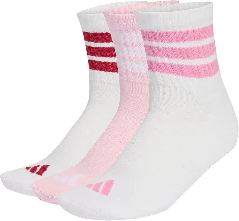 adidas ▫️ Unissexo MEIAS DESPORTIVAS DE CANO MÉDIO COM ACOLCHOAMENTO 3 STRIPES (3 PARES)