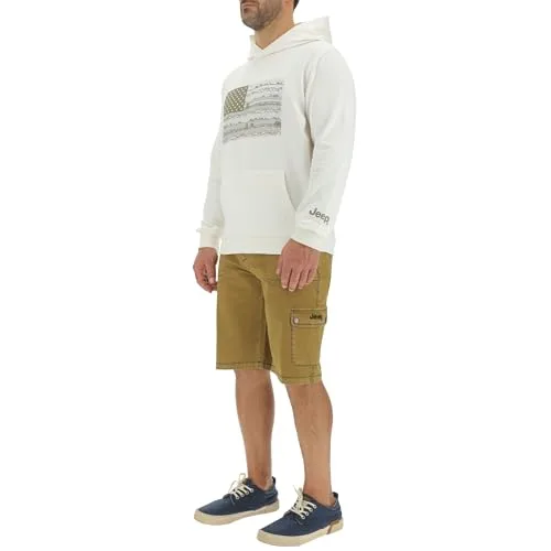 Jeep ▫️ Camisola com capuz J Man com bolso tipo bolsa - Estampado grande com paisagem da bandeira americana e estampado no pulso J24s Camisola para homem 3