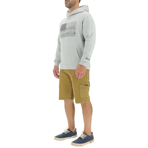 Jeep ▫️ Camisola com capuz J Man com bolso tipo bolsa - Estampado grande com paisagem e bandeira americana e estampado no pulso J24s Camisola para homem 3