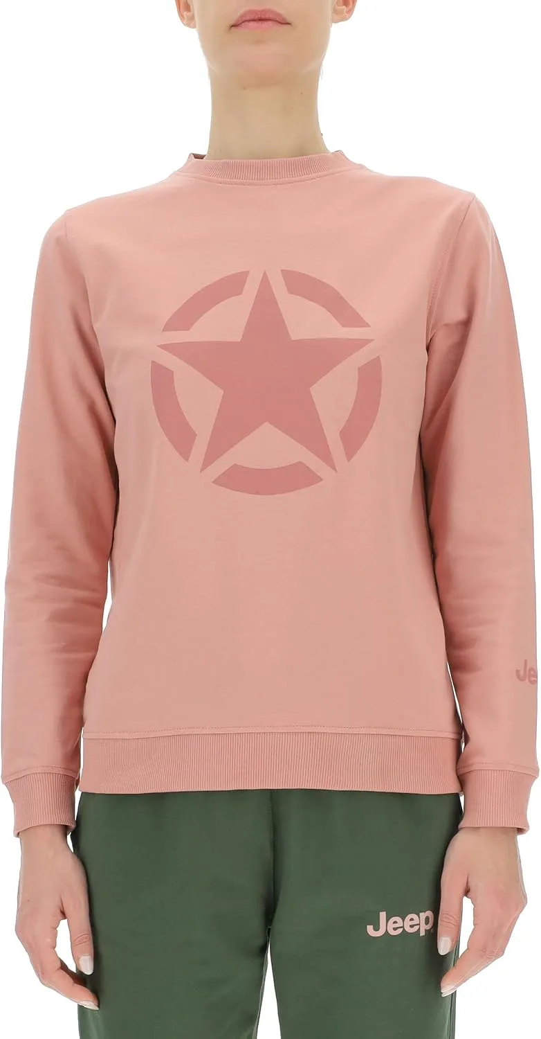Jeep ▫️ J Camisola de gola redonda para mulher com estampado grande de estrelas J24s