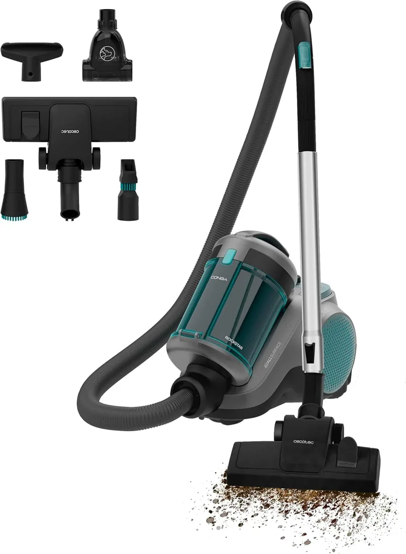 Cecotec ▫️ Aspirador Conga Rockstar Cyclonic Powerbag Bagged and Bagless Sledge. 900W, sucção potente 175AW e 20Kpa, depósito 2L, fácil de esvaziar e higiénico, alcance 10m, 4 acessórios