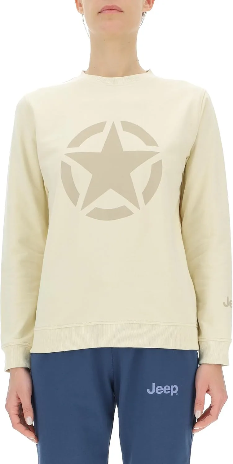 Jeep ▫️ J Woman Camisola de gola redonda com estampado grande de estrelas J24s Camisola para mulher
