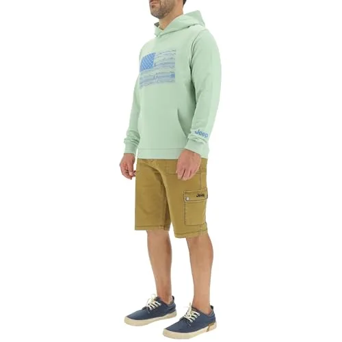 Jeep ▫️ Camisola com capuz J Man com bolso tipo bolsa - Estampado grande com paisagem da bandeira americana e estampado no pulso J24s Camisola de homem 3