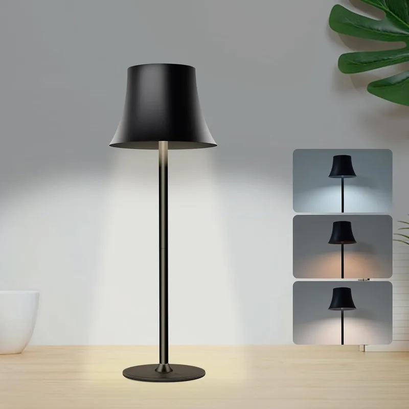 Jueholla ▫️ Candeeiro de cabeceira sem fios, Candeeiro de cabeceira LED recarregável com bateria de 6000mAh, 3 tipos de iluminação, IP54, Porta tipo C, Candeeiro de mesa LED recarregável para quarto, restaurante, bar, etc.