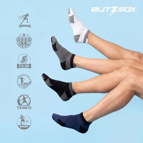 BLITZSOX ▫️ Meias desportivas para homem, para correr, almofadadas, respiráveis, de algodão, meias curtas, embalagem de 6 pares 7