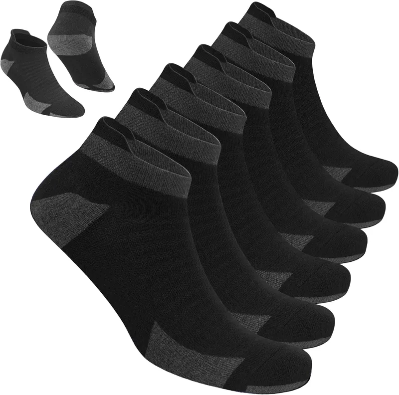 BLITZSOX ▫️ Meias desportivas para homem, para correr, almofadadas, respiráveis, de algodão, meias curtas, embalagem de 6 pares