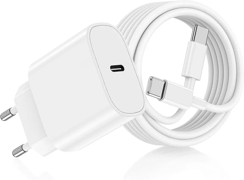 DGVERS ▫️ Carregador USB-C de carregamento rápido para iPhone 17, 16 e 15 e cabo de carregamento rápido de 2 m - Adaptador de tomada de 20 W compatível com iPhone 16e, 16/15 Plus, 17 Air, 17/16/15 Pro, Pro MAX e iPad