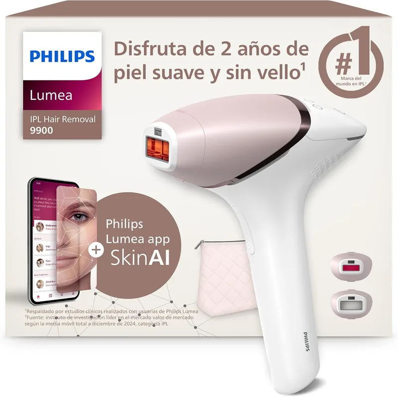 PHILIPS ▫️ Lumea série 9900, aparelho de depilação IPL, alternativa à depilação a laser, tecnologias SenseIQ e SkinAI, 2 acessórios para o corpo e o rosto, BRI950/02.