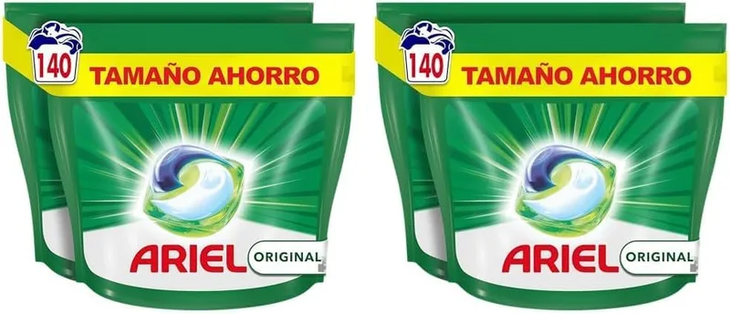 Ariel ▫️ All In 1 PODS, Detergente Líquido para Máquina de Lavar Roupa 140 Cápsulas Original Wash, 5 Acções,  (Embalagem de 2)