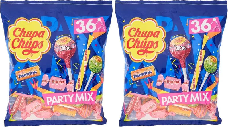 Chupa Chups ▫️ Party Mix, Doces e Caramelos de Sabores Variados - Saco de 400 g (Embalagem de 2)