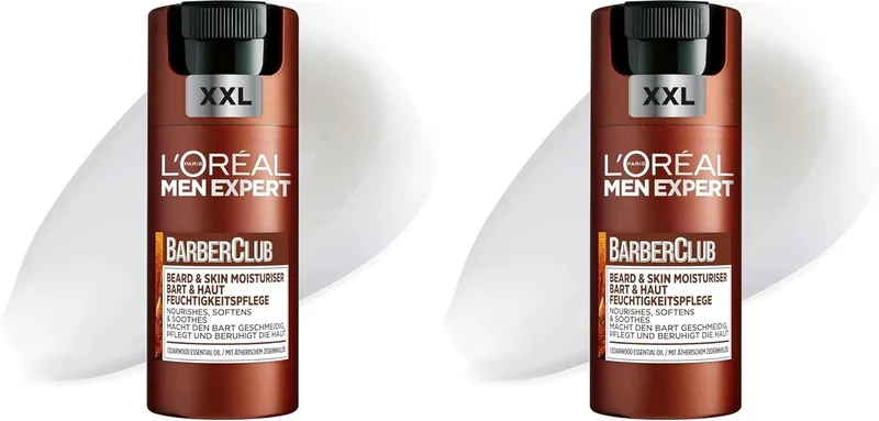 L'Oreal Paris Men Expert ▫️ L'Oréal Men Expert Barber Club Creme Hidratante em Gel 2 em 1 para a Pele e a Barba XXL 100 ml (Embalagem de 2)