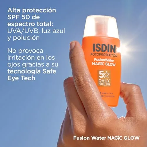 ISDIN ▫️ Fusion Water MAGIC Glow FPS 50 50 ml – Protetor solar facial com efeito Glow 4