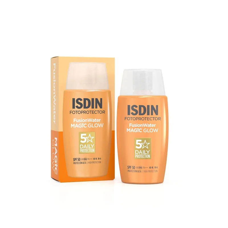 ISDIN ▫️ Fusion Water MAGIC Glow FPS 50 50 ml – Protetor solar facial com efeito Glow