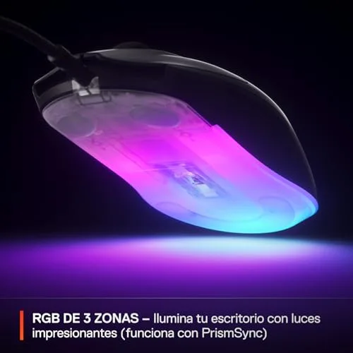 SteelSeries ▫️ Rival 3 Gen 2 - Rato para jogos - Sensor ótico TrueMove Core de 8500 dpi - Durabilidade de 60 milhões de cliques - Baixa latência - 77 g de peso - Patins 100% PTFE - RGB - Preto 5