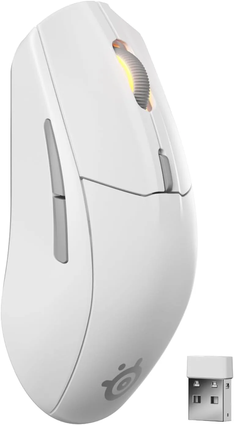 SteelSeries ▫️ Rival 3 Wireless Gen 2 - Rato para jogos - 2,4 GHz e Bluetooth - Sensor ótico TrueMove Air de 18 000 dpi - Durabilidade de 60 milhões de cliques - Leve - Patins 100% PTFE - Branco