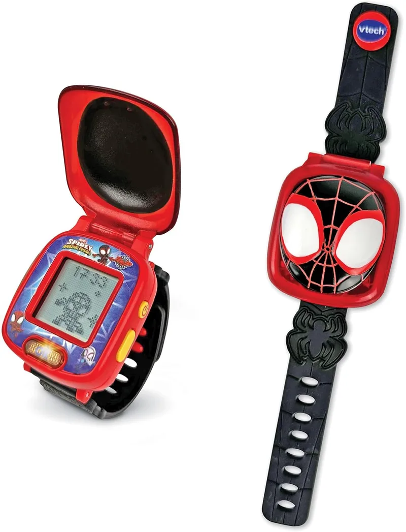 VTech ▫️ Relógio Educativo do Spin, do Spidey e da sua Super-Equipa, Brinquedo para Crianças a partir dos 3 Anos, Voz Original, Jogos Educativos, Cronómetro, Alarme e Mostradores Personalizáveis, Versão ESP