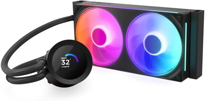 NZXT ▫️ Kraken Plus 240 RGB – Sistema de refrigeração líquida AIO para CPU – Radiador de 240 mm – Ventilador F240 RGB Core – Ecrã LCD personalizável de 1,54" – AMD® AM5, AM4 – Intel® LGA 1851/1700, 1200/115X – Preto