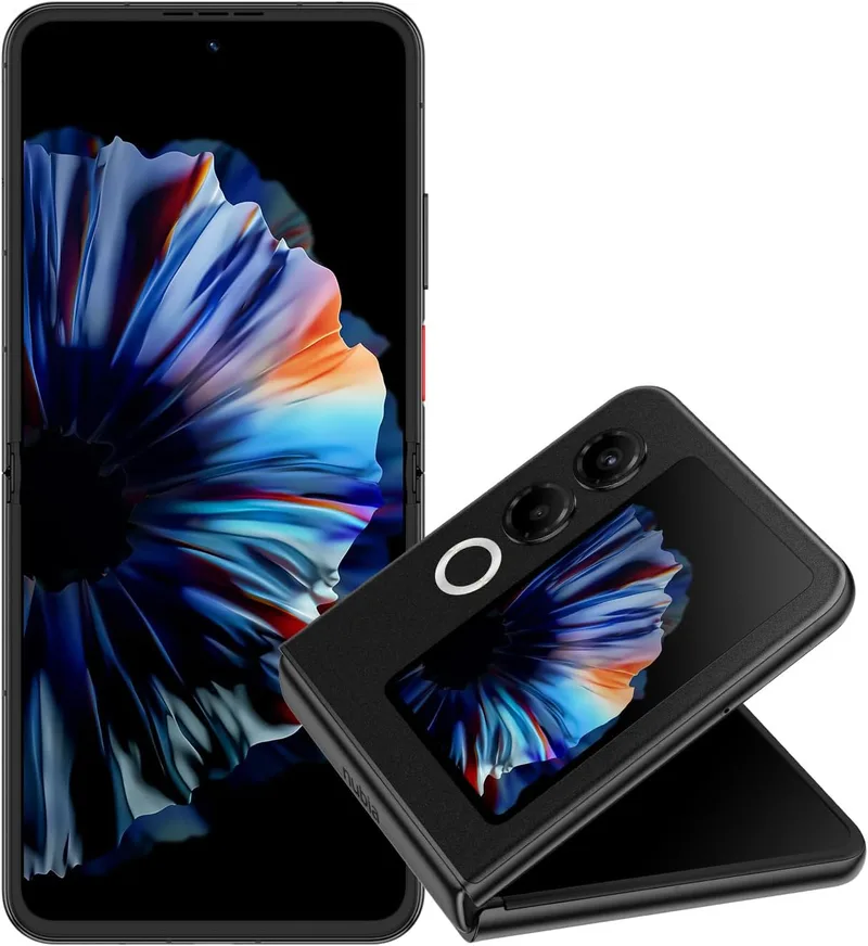 nubia ▫️ ZTE Flip 2 5G, smartphone dobrável com IA, 8 GB + 256 GB, Ecrã FHD+ AMOLED de 6,9" a 120 Hz, Câmara de 50 MP, Bateria de 4325 mAh, Carregamento rápido de 33 W, Android 14, Inclui capa, Preto