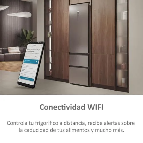 Haier ▫️ 3D Série 60 7 Pro HTW7620ANMG - Frigorífico Combi, 414 L, gavetas de acesso direto, Wi-Fi, compartimento para garrafas, motor inverter, My Zone Pro, zona de humidade, Total No Frost, 59,5 x 205 cm, LED Daylight, aço inoxidável 7