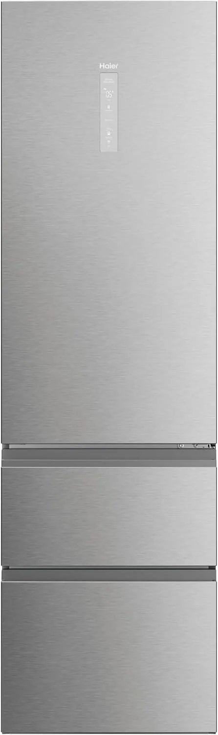 Haier ▫️ 3D 60 Series 7 Pro HTW7620ANMG - Frigorífico combinado, 414L, Gavetas de acesso direto, WIFI, Armário para garrafas, Motor Inverter, My Zone Pro, Zona de humidade, Total No Frost, 59,5x205cm, Luz diurna LED, Aço inoxidável