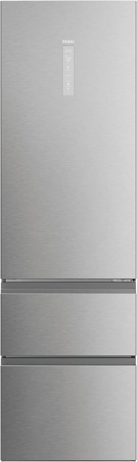 Haier ▫️ 3D Série 60 7 Pro HTW7620ANMG - Frigorífico Combi, 414 L, gavetas de acesso direto, Wi-Fi, compartimento para garrafas, motor inverter, My Zone Pro, zona de humidade, Total No Frost, 59,5 x 205 cm, LED Daylight, aço inoxidável