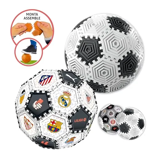 Educa ▫️ Puzzle de Bola 3D LALIGA, 32 peças | Jogo de futebol criativo para montar e brincar | Várias formas e autocolantes | Bola de 14 cm | Brinquedo de construção para crianças a partir dos 6 anos (20339) 3