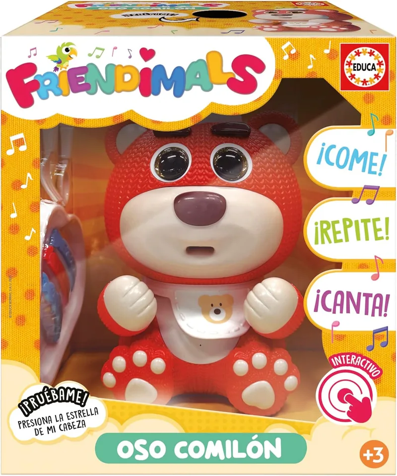 Educa ▫️ Ursinho comedor interativo Friendimals : Come, canta e repete a tua voz : Divertimento educativo para crianças : A partir dos 3 4 5 anos (20435)