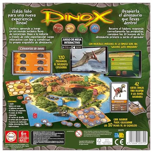 Educa ▫️ Dinox Jogo de Mesa para Crianças a partir dos 6 Anos, Jogo Educativo sobre Dinossauros com Perguntas e Aplicação (20379) 4
