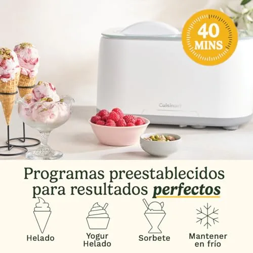 CUISINART ▫️ FreezeEase – Máquina de gelados automática; 3 programas: gelado, sorvete, iogurte; sem pré-congelação; pronta em 40 min; função de manutenção do frio; compressor de 950 ml (nova) 3