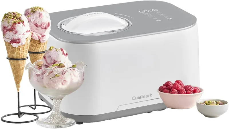 CUISINART ▫️ FreezeEase – Máquina de gelados automática; 3 programas: gelado, sorvete, iogurte; sem pré-congelação; pronta em 40 min; função de manutenção do frio; compressor de 950 ml (nova)