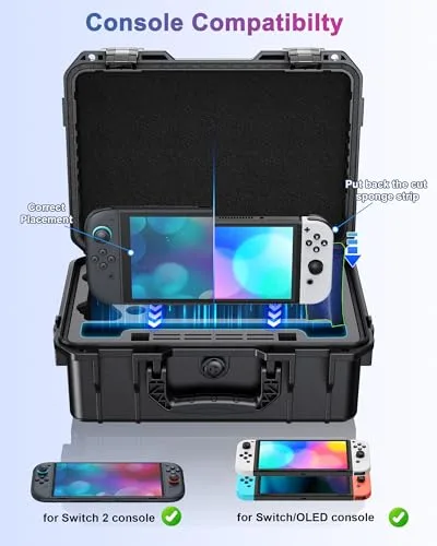 FYOUNG ▫️ Capa ultrarígida para a consola Nintendo Switch 2/Switch 1/OLED e comando, capa de transporte «tudo em um», armazenamento seguro para viagens para o comando Pro e mais acessórios para a Switch 5
