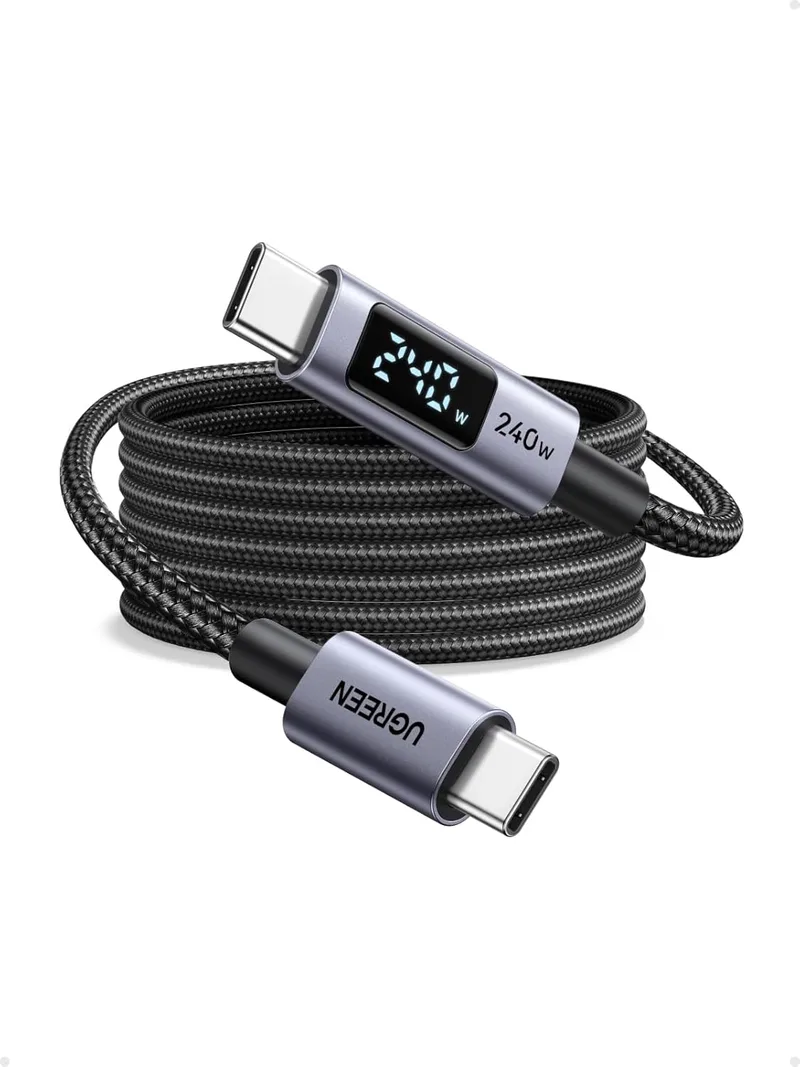 UGREEN ▫️ Cabo USB C PD3.1 240W, Carregamento Rápido Tipo C com Ecrã LED, Compatível com Macbook Air, iPhone 17 Pro Max Air/16/15 Plus Pro Max, Galaxy S24 Ultra, Pixel 9/8/7, etc. 2M