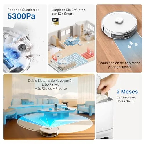 Tapo ▫️ RV30 MAX Plus White – Aspirador e Esfregador de Pisos Robótico, Base com Autolimpeza 3