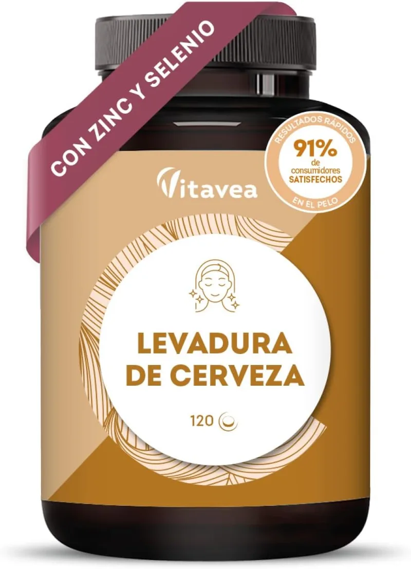 Vitavea ▫️ Levedura de cerveja 1100 mg - Resultados rápidos Cabelo, unhas e pele - Com zinco, selénio e vitaminas B - 120 comprimidos veganos - 2 meses de tratamento -