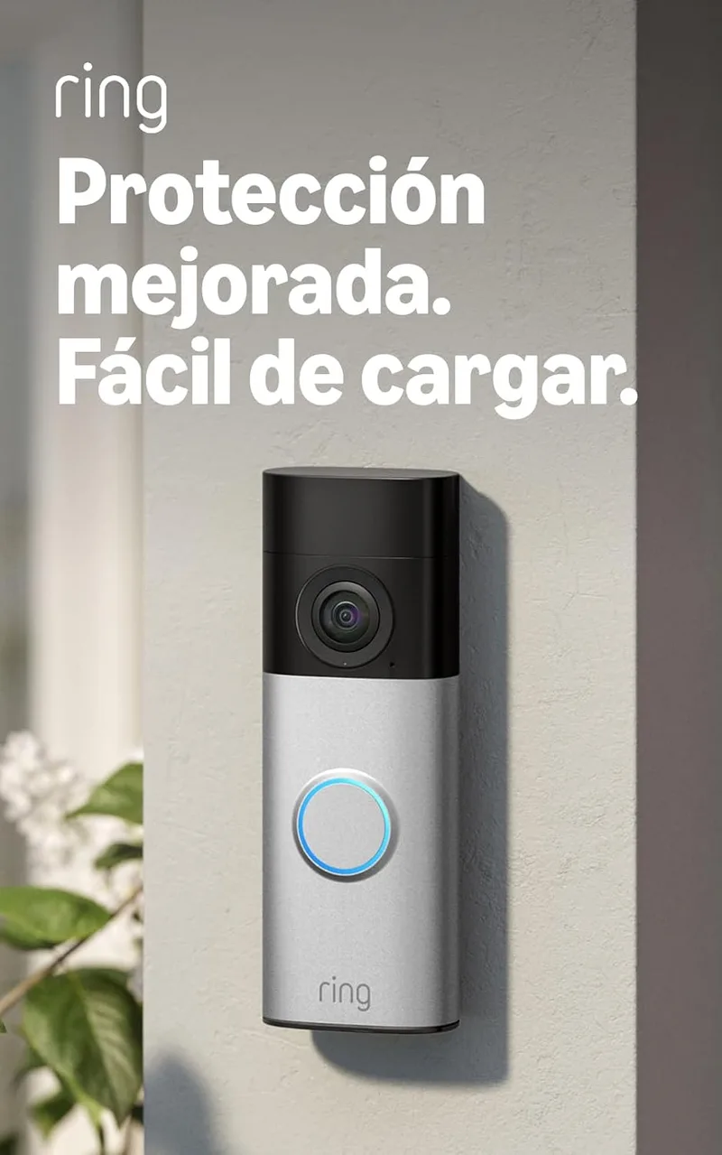 Visite a Loja Ring ▫️ Campainha de vídeo circular Plus com bateria (Campainha de vídeo circular Plus com bateria) (última geração) | Campainha de vídeo circular com câmara | Retina 2K | Zoom 6x | Bateria recarregável | Teste gratuito de 30 dias do plano de subscrição Ring