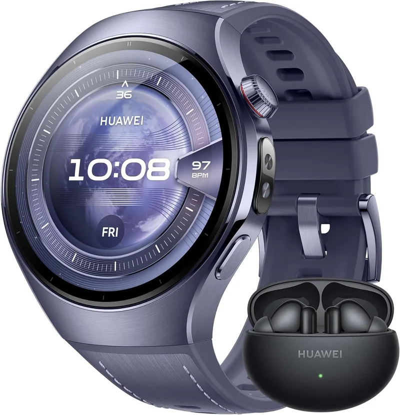 HUAWEI ▫️ Watch 5 46 mm Cosmic Purple + Freebuds 6i Preto