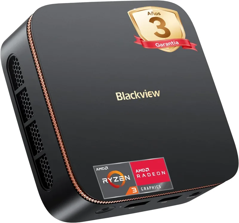 Blackview ▫️ MP20 Mini PC AMD Ryzen 3300U W-11 Pro (Defeat N95/N150), 16 GB de RAM, SSD de 512 GB, mini computador de secretária, 4K a60 Hz UHD, USB 3.2 + HDMI + DP + RJ45 para Empresas/Escola/Escritório – Garantia de 3 anos