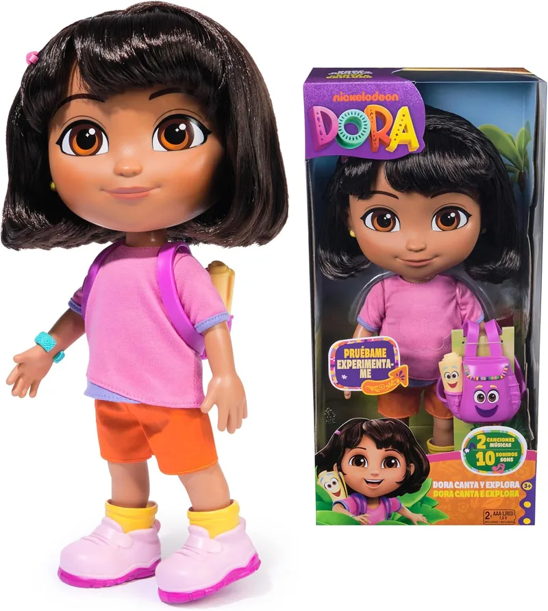 DORA ▫️ A EXPLORADORA - Boneca Canta e Explora: com canções, efeitos sonoros e frases bilingues + acessórios - 6073379 - Brinquedos para meninas a partir dos 3 anos - Presente para meninas a partir dos 3 anos - Jogos infantis