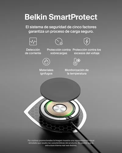 Belkin ▫️ Carregador sem fios compatível com MagSafe, base de carregamento magnética de 15 W, certificação Qi2, para iPhone 17, Air, Samsung Galaxy S25, Pixelsnap e AirPods – com fonte de alimentação – Preto 7
