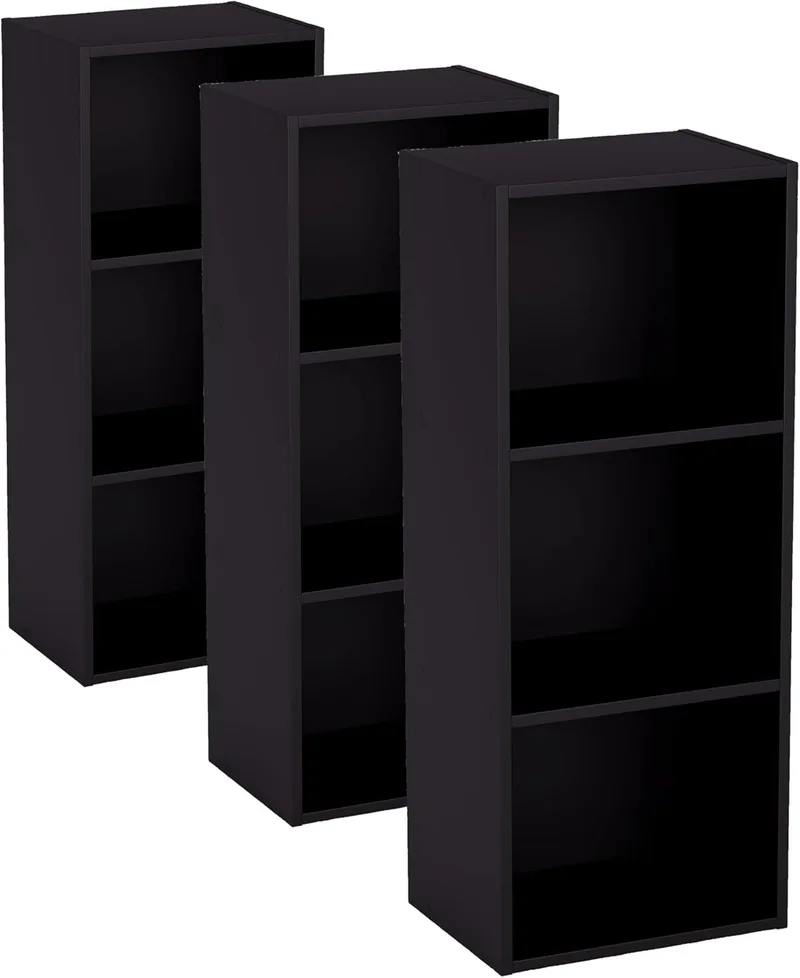 Vida Designs ▫️ Home Discount Oxford - Estante com 3 prateleiras, em madeira de carvalho, para escritório ou sala de estar moderna, 80 x 32 x 24 cm, preta (conjunto de 3)