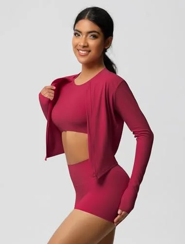 IDOPIP ▫️ Conjunto desportivo feminino de 3 peças com casaco desportivo: conjunto composto por casaco de ginásio + leggings curtas + camisola sem mangas de manga curta com sutiã incorporado - roupa desportiva para 2