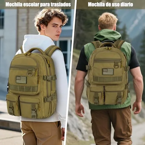FRONET ▫️ Mochila escolar para adolescentes e jovens, 40 l, estilo tático para homem, grande, 17,3 polegadas, mochila escolar, mochila ergonómica, mochila escolar, mochila escolar para viagens, escola 2