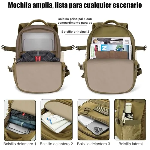 FRONET ▫️ Mochila escolar para adolescentes e jovens, 40 l, estilo tático para homem, grande, 17,3 polegadas, mochila escolar, mochila ergonómica, mochila escolar, mochila escolar para viagens, escola 3