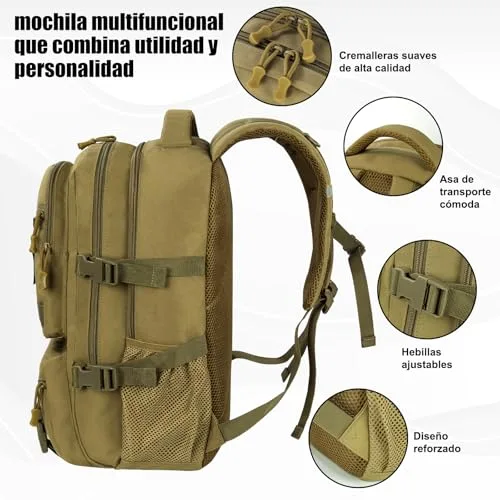 FRONET ▫️ Mochila escolar para adolescentes e jovens, 40 l, estilo tático para homem, grande, 17,3 polegadas, mochila escolar, mochila ergonómica, mochila escolar, mochila escolar para viagens, escola 4
